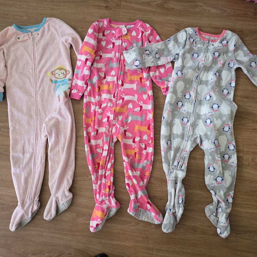 Pink and Gray Kids One Piece Pajamas